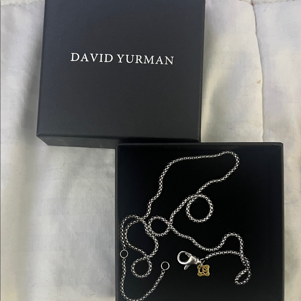 David Yurman Silver Box Chain with Gold Accent